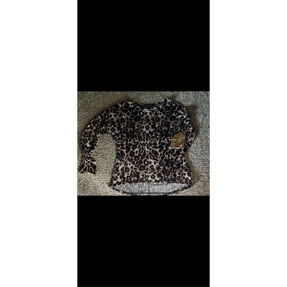 Signature studio animal, print sweater tunic with sparkly beaded elbows, XL  - Picture 1 of 12
